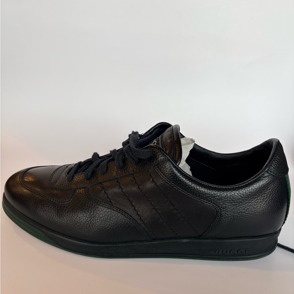 Gucci Black Leather Men's Sneakers men's size 10 - Picture 2 of 14